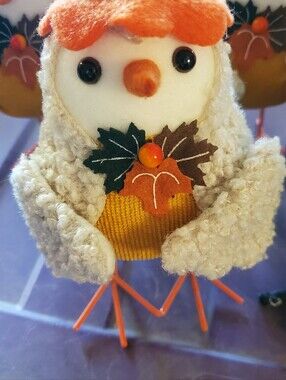 Autumn Plush Chick Holiday Ornament - Orange and Cream